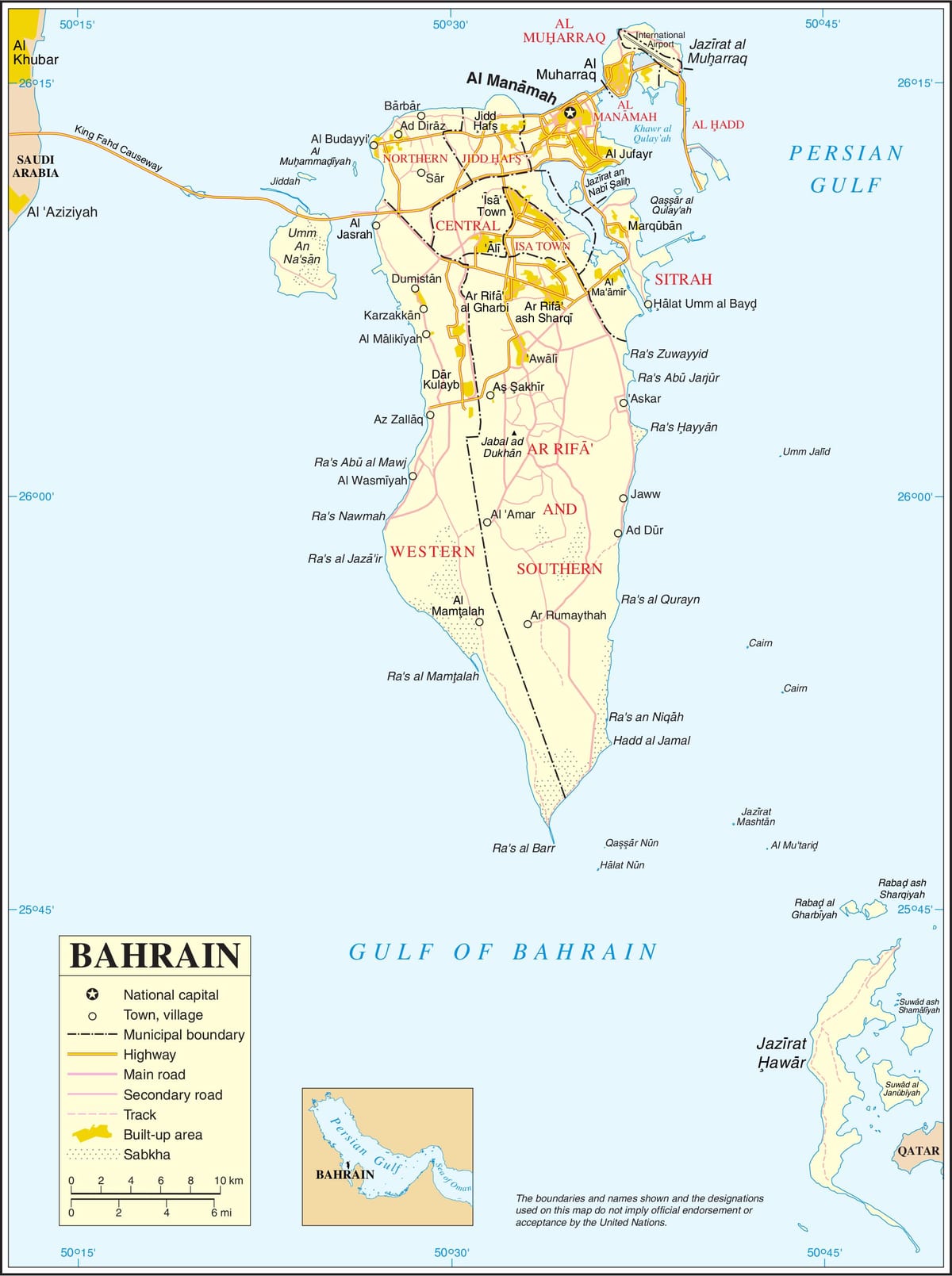 Bahrainin poliittiset kartta