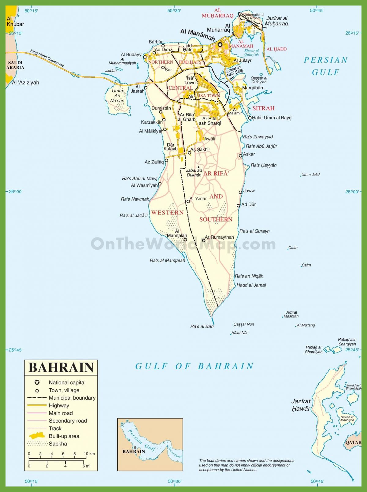 Bahrain kaupungeissa kartta