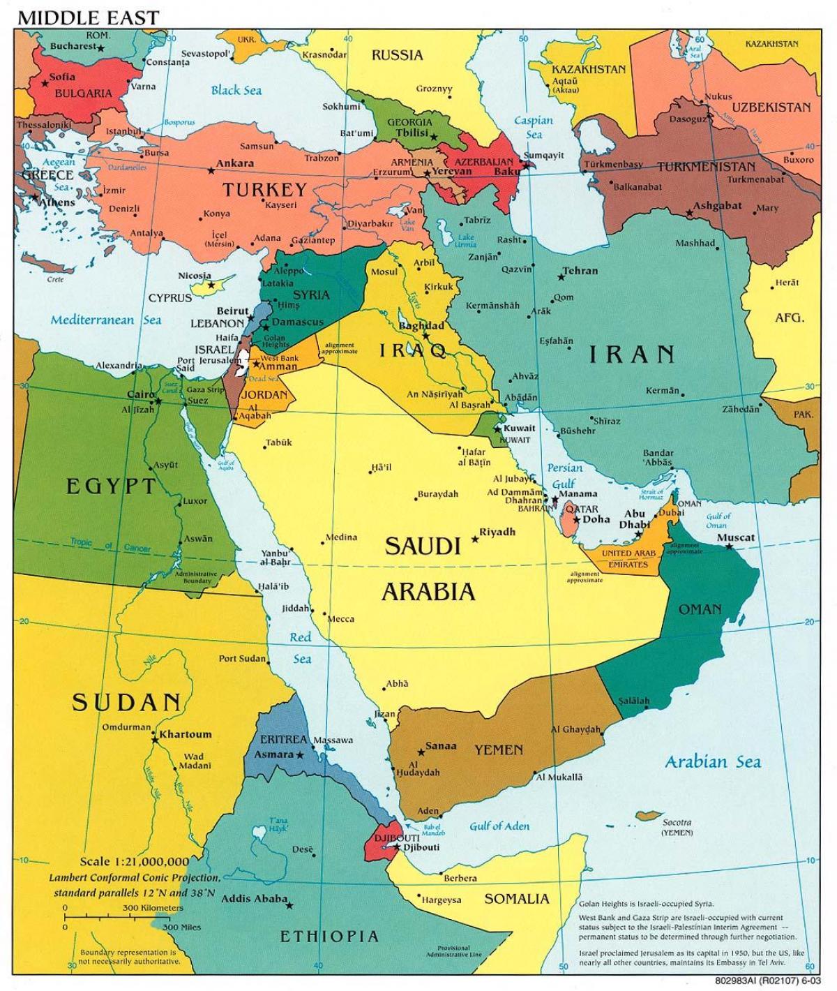 Bahrainin lähi-idän kartta