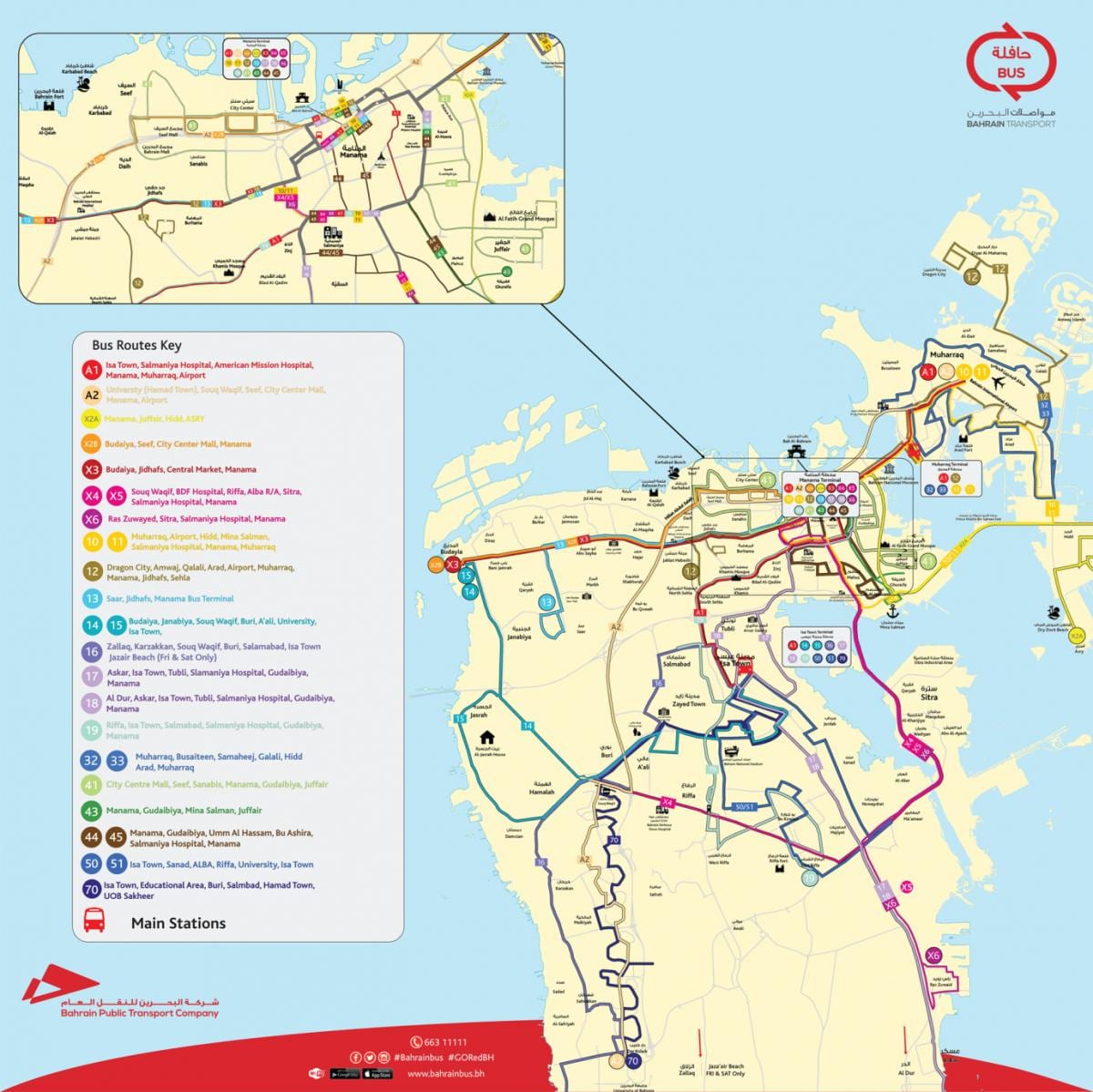 Bahrain bus reittikartta